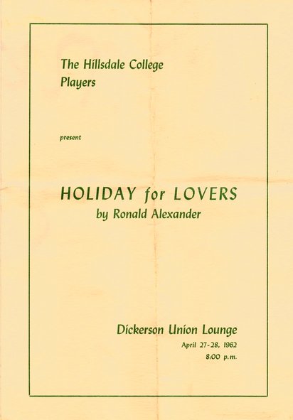 Holiday for Lovers program - Hillsdale College Players, April 1962